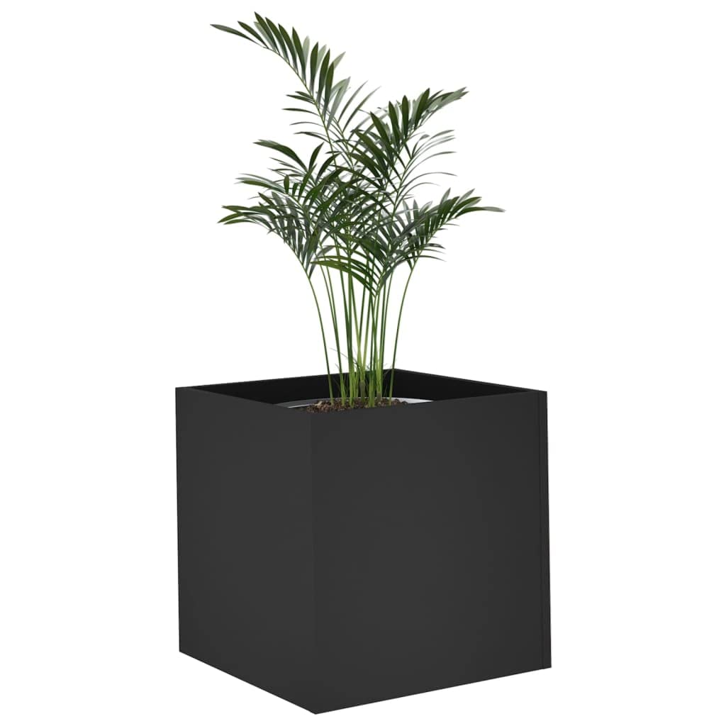 Zeehear Square Black Planter Box, 15.7x15.7x15.7 Inch Engineered Wood Plant Pot for Indoor Flowers & Home Decor