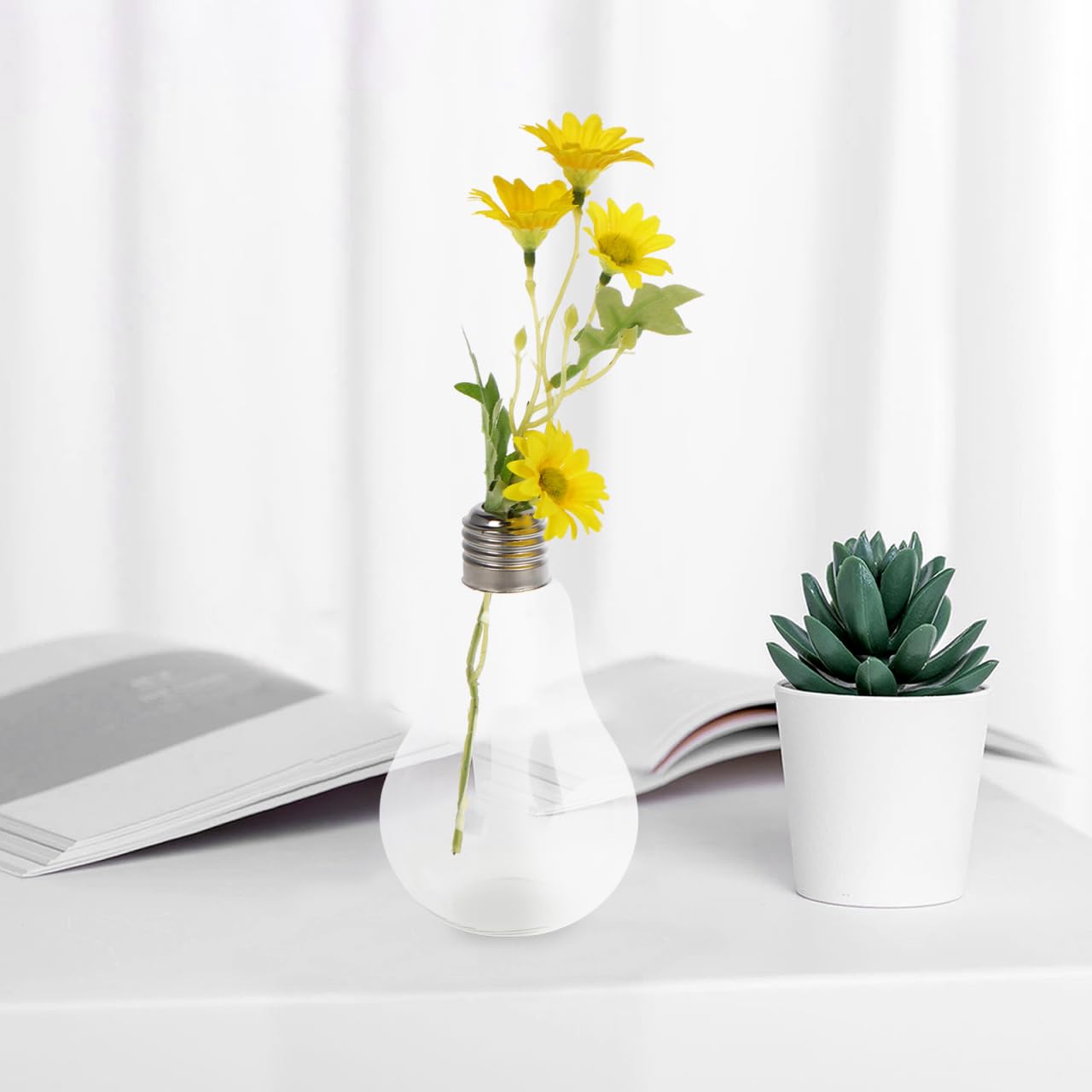 OHPHCALL 2pcs Hanging Glass Vase Hyacinth Vase Light Bulb Glass Bottle Planter Desk Planter Holder for Home Decor