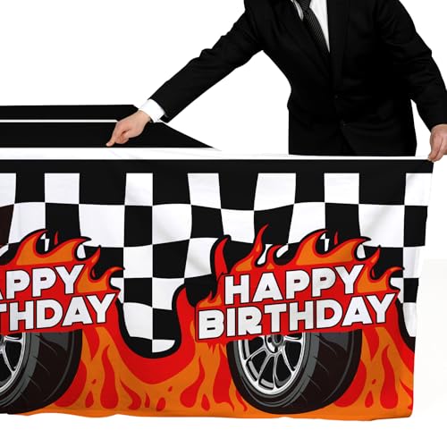 Gatherfun Car Birthday Decorations Kit: Car Theme Party Supplies, Includes 2-Pack Racing Car -Themed Tablecloths for Kids & Boys' Racing Car Birthday, Disposable Table Covers 54 x 108 Inch - style: Car