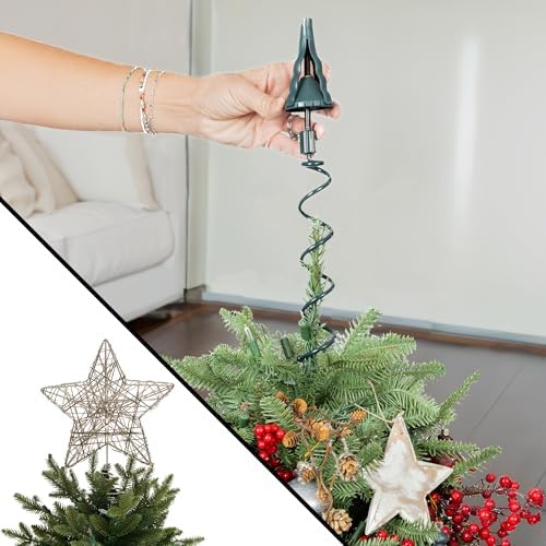Twist-on Christmas Tree Topper Holder, Universal Fit Most Base Types, Green