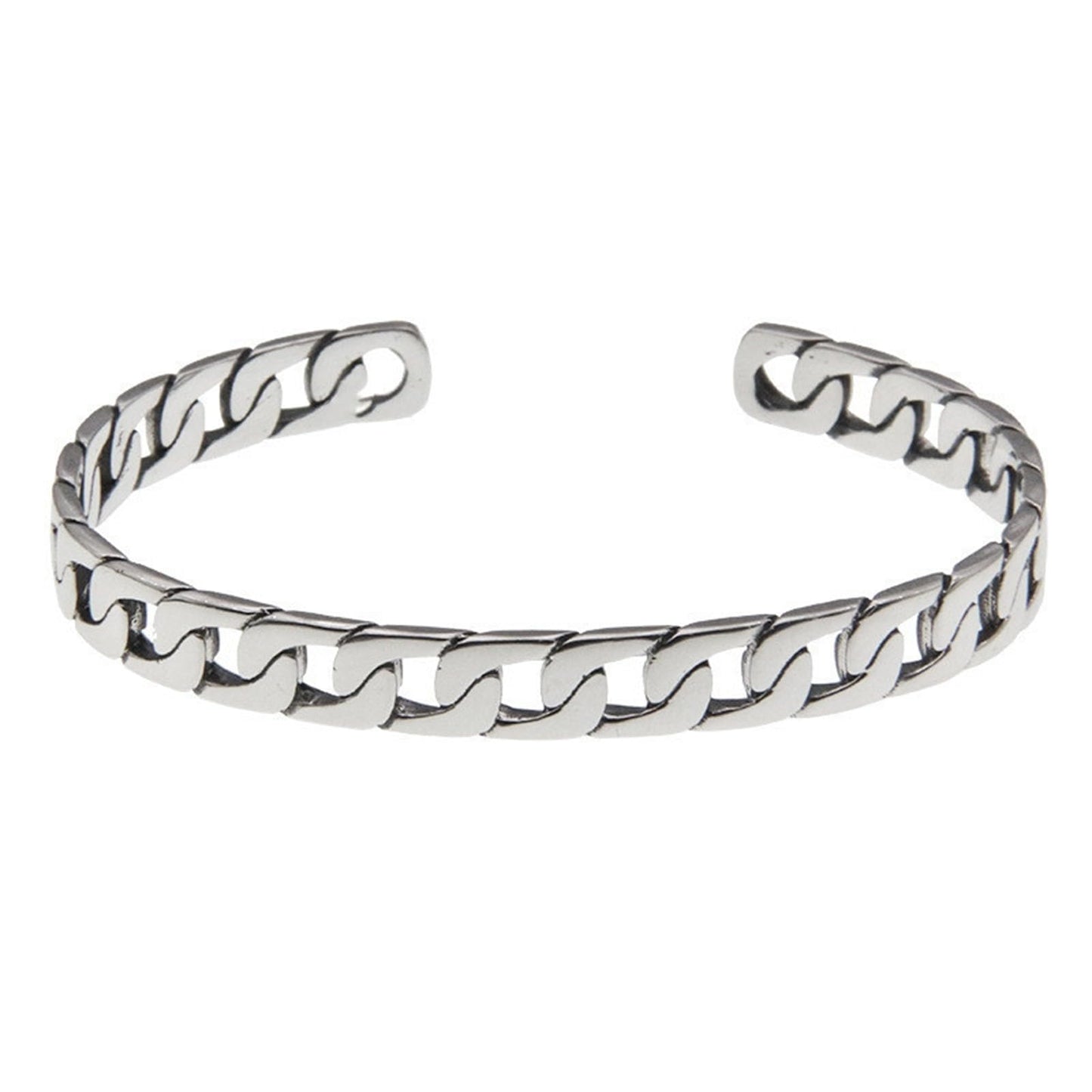 Handmade 925 Sterling Silver Bangle Bracelets For Women Men Square Chain Link Bangle Bracelets Hollow Wide Cuff Bangles Open Adjustable Bangle Bracelets For Men Minimalist Punk Statement Bangles Gifts