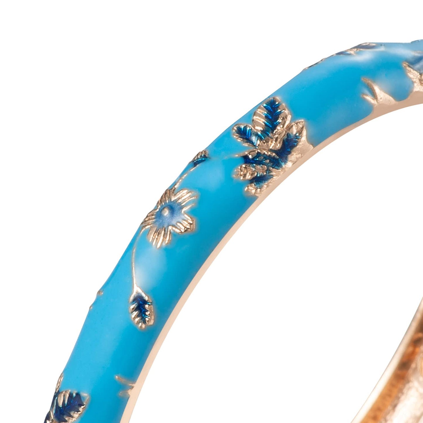 UJOY Flowers Bracelet Multi-Colors Cloisonne Wedding Jewelry Gift Women Enameled Bangles Opening Hinged 55A128 Green