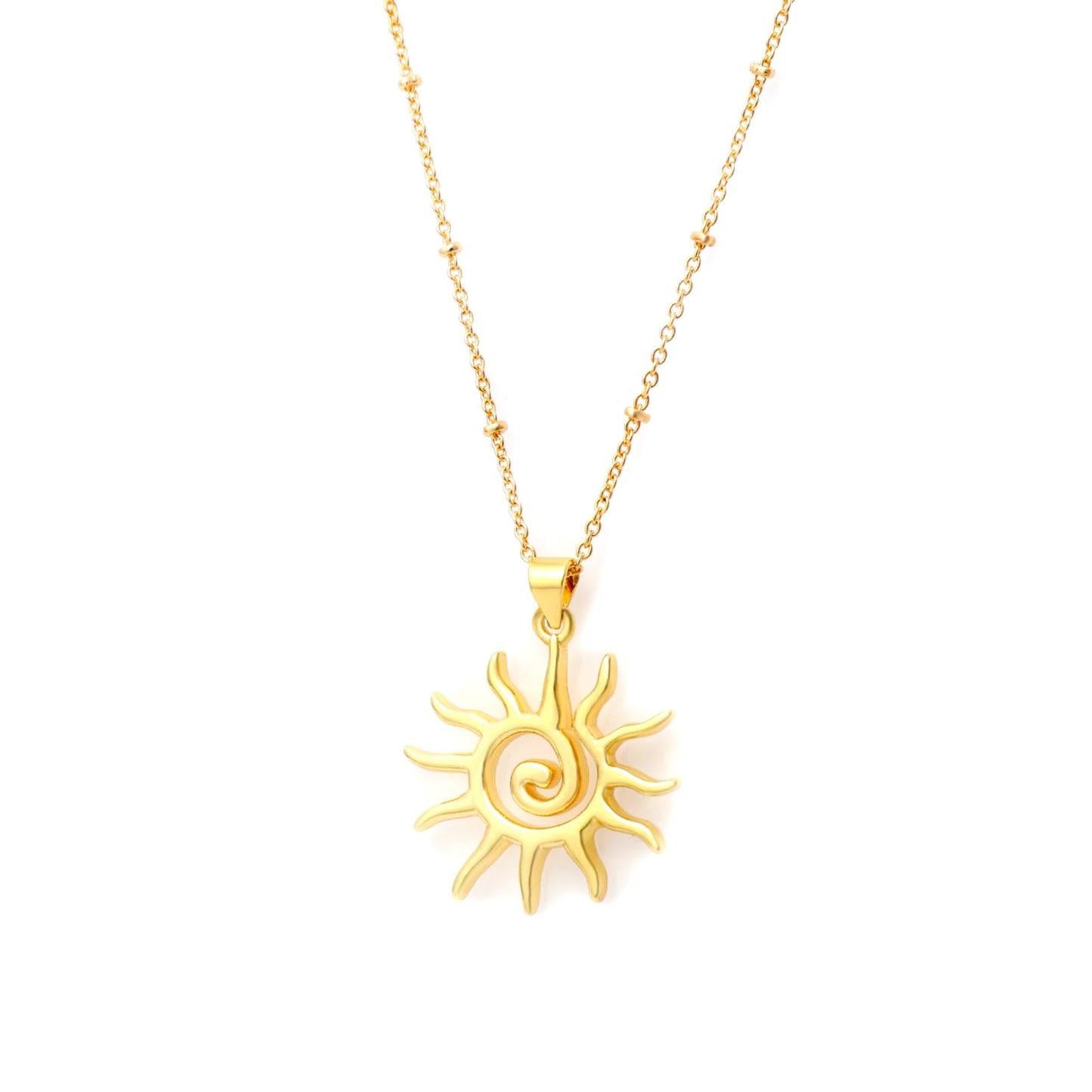 MAIKERDER Sun Necklace, 14K Gold Plated Sun Pendant Necklaces for Women Non Tarnish 16 Inches