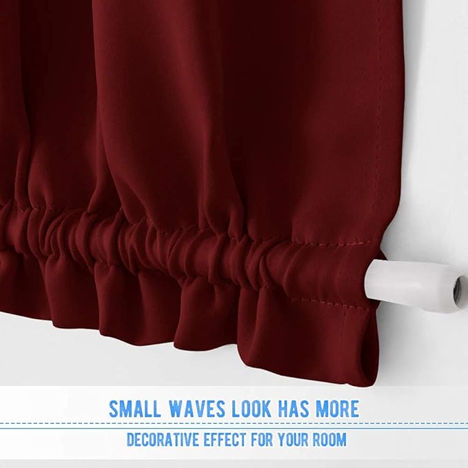 NICETOWN Patio Door Window Christmas Drape - Functional Privacy Thermal Insulated Blackout French Front Sidelight Panel Curtain for Glass Door (25W by 72L Inches, Burgundy, 1 Panel)