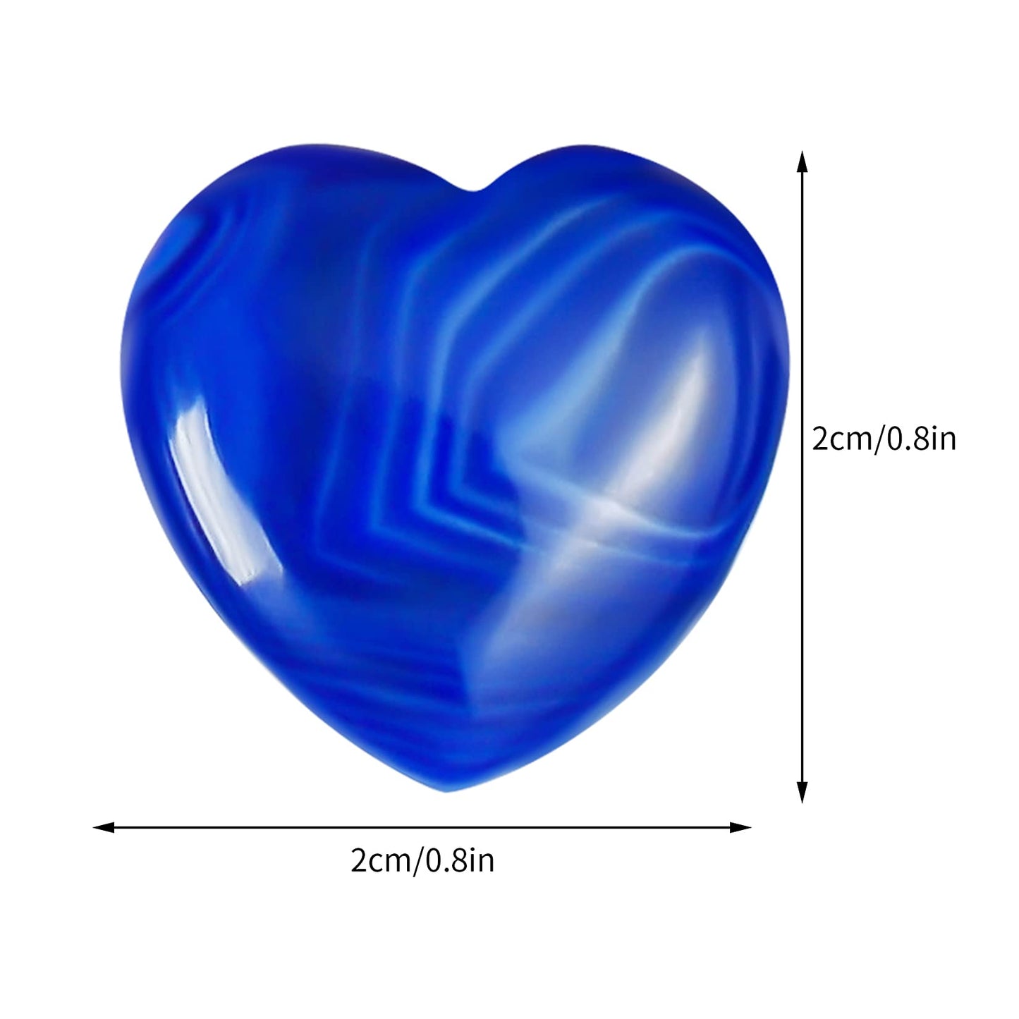 Marrywindix 15 Packs 0.8 Inch Healing Crystal Natural Blue Agate Heart Love Carved Palm Worry Stone Chakra Reiki Balancing