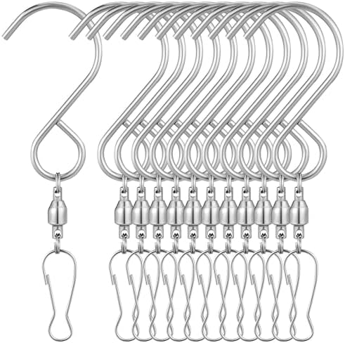 Alasum 16pcs Swivel Hook Stainless Steel Rotating Hanging Clips for Wind Chimes and Outdoor Ornament Hooks with 360?? Rotating Design Space-Saving Size for Yard and Balcony