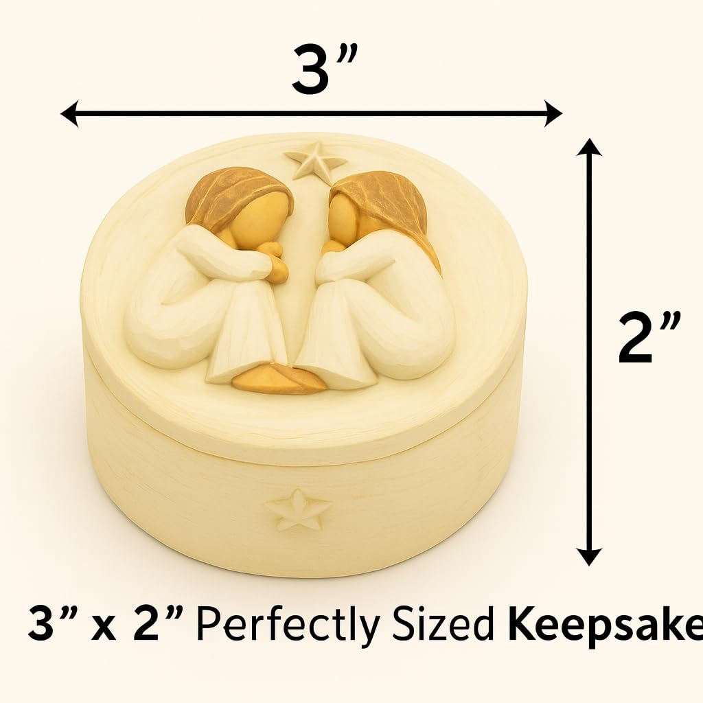 GoGnome Forever Friends Resin Keepsake Box – Hand-Painted Friendship Gift Box with Two Angel Figures, 3” x 2”H – Sentimental Gift for Women, Best Friends, Birthday, or Sympathy (Friendship)