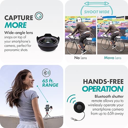 Movo iVlog1 Vlogging Kit - iPhone Lightning Compatible YouTube Starter Kit - Shotgun Microphone, Mini Tripod, LED Light, Wide-Angle Lens, Lightning Adapter - size: Lightning