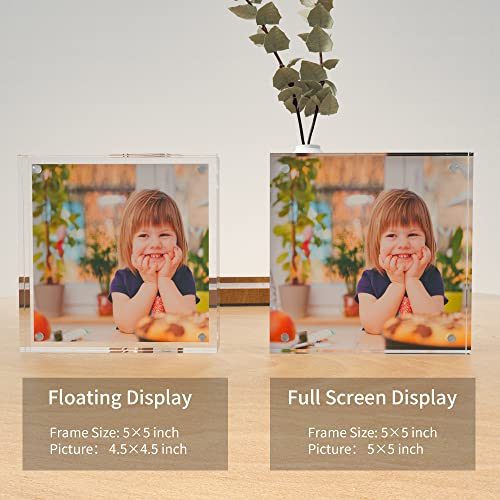 Sezanrpt Clear Booth Photo Frame 5x5, Perspex Square Picture Frame, Acrylic Photo Frame for 5x5, 4x4, 3x3 Picture Display - size: 5'' X 5''