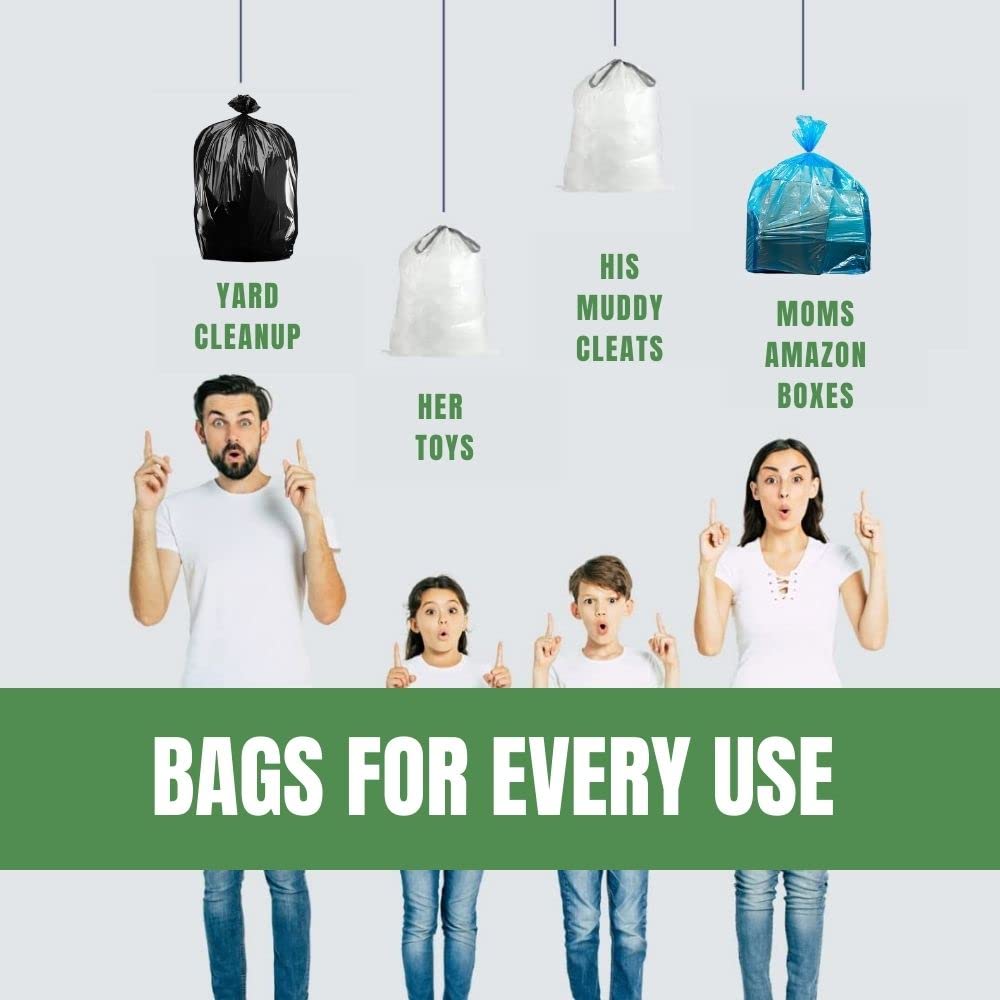 12 16 Gallon Recycling Trash Bags │1.2 Mil │ Blue Garbage Bags │ 24” x 31” (250 Count)