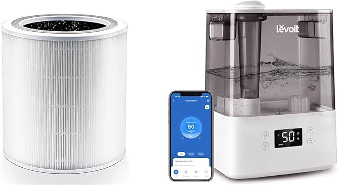 LEVOIT Core 400S-P Air Purifier Original Replacement Filter, Supports HEPA Sleep Mode & Humidifiers for Bedroom Large Room Home, (6L) Cool Mist Top Fill Essential Oil Diffuser