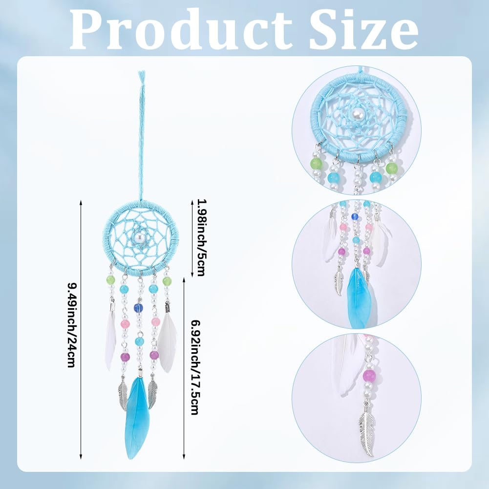 SUNNYCLUE DIY 6 Sets Dreamcatcher Kit Feather Dreamcatchers with Video Tutorials Wall Hanging Feathers Glass Beads Bohemian Ornament Making Kit for Car Mirror Home Decor Beginner Craft Handmade Gift