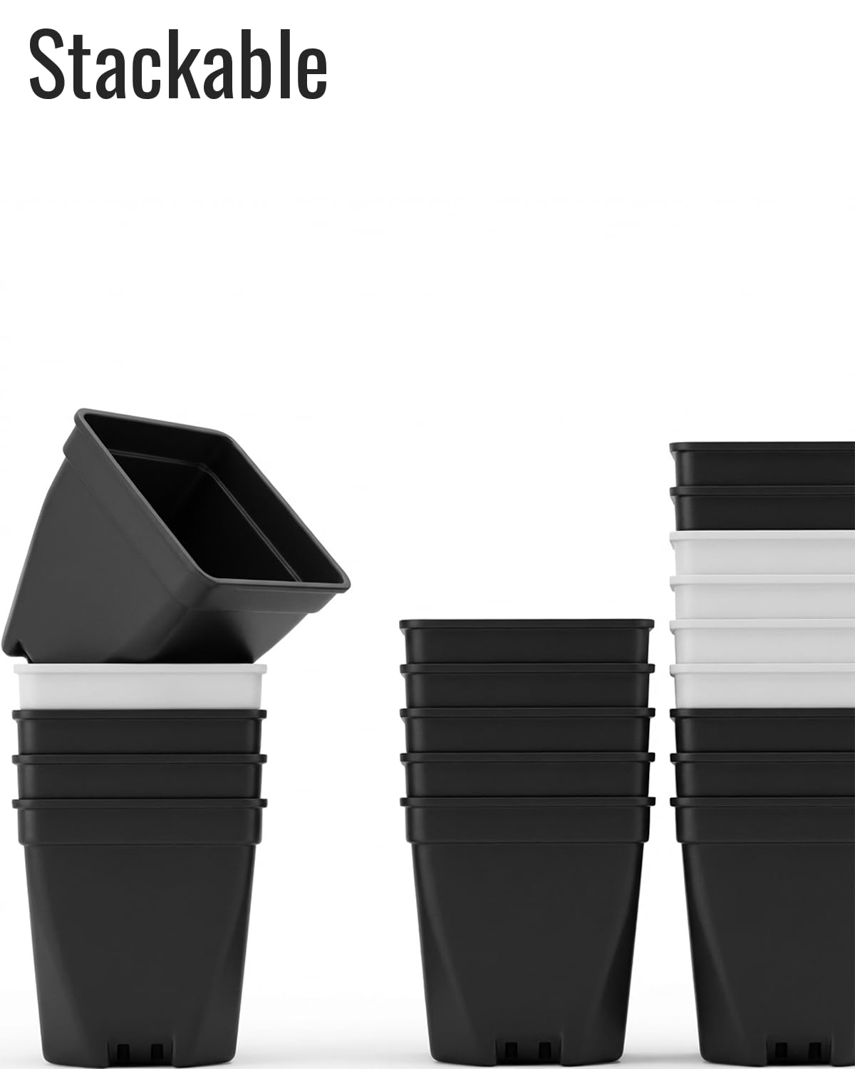 DILIGROW 1.5-Inch Nursery Pots, Thick-Walled PP Plastic, for Home, Office & Garden, Seed Starting & Propagation (48, White)