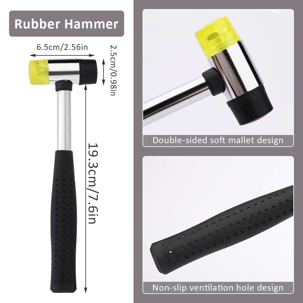 38 PCS Leather Stamping Tools, Leather Stamping Kit with 36pcs Letters and Numbers, Rubber Hammer for Leather Working