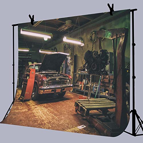 Old Garage Backdrops for Photography 10X7FT Car Repair Backgrounds Themed Party Photo Booth Studio Props BJMYLU42 - size: vinyl-10x7ft