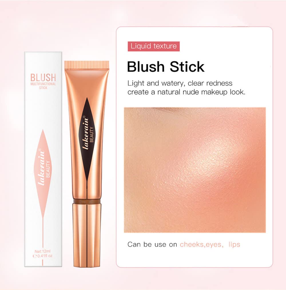 Go Ho Liquid Blush Beauty Wand,Soft Cream Blush Makeup,Liquid Blush for Cheeks Contouring with Cushion Applicator,Easy to Blend & Long Lasting & Smooth Natural Dewy Finish,01# Bliss Pink Blush Liquid