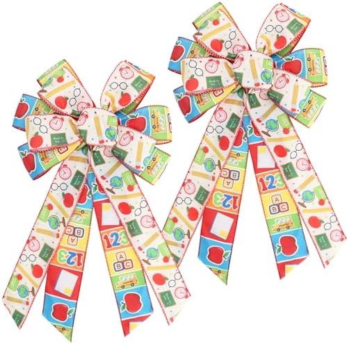 2PCS Large Back to School Wreath Bows for Front Door Bulletin Board Decor