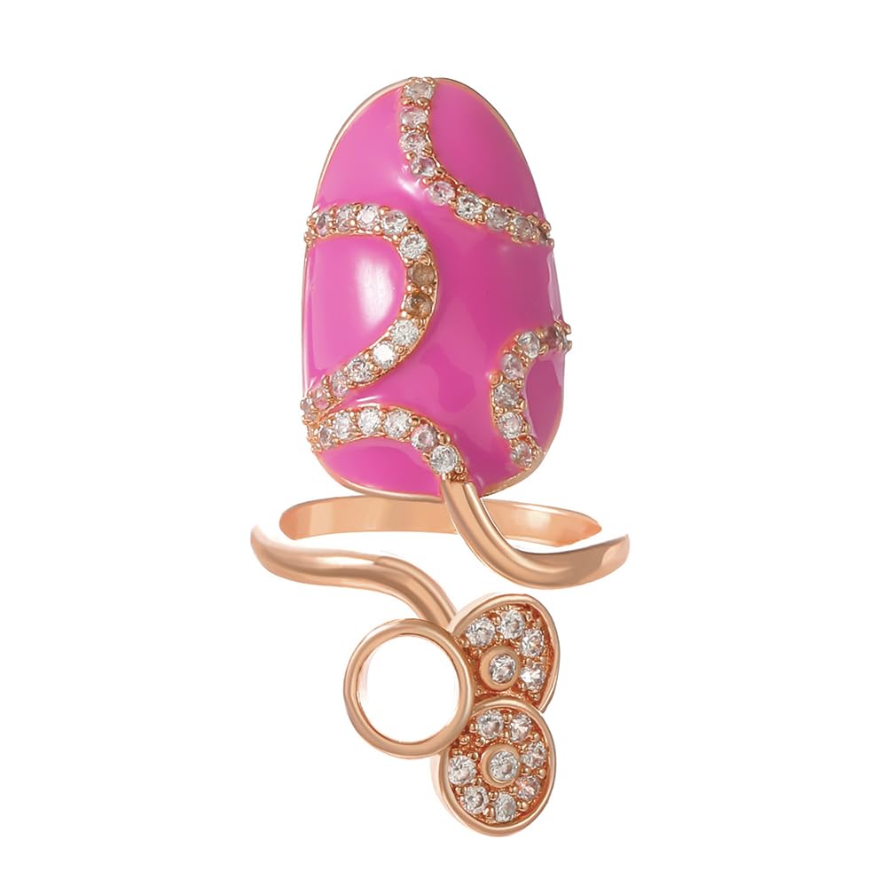 Rumtock Fingernail Opening Ring Rose Red Nail Decorative Knuckle Nail Ring for Women Nail Art