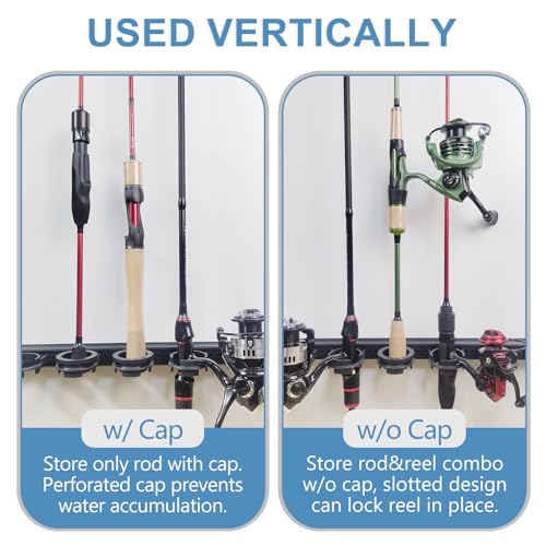 Aventik Fishing Rod Holder for Garage, Ceiling, Wall Mounted Fishing Rod Rack 6 Fishing Pole Storage Vertical/Horizontal Garage Slide Fishing Pole Rack(2 Pack) - style: 2 pack Black