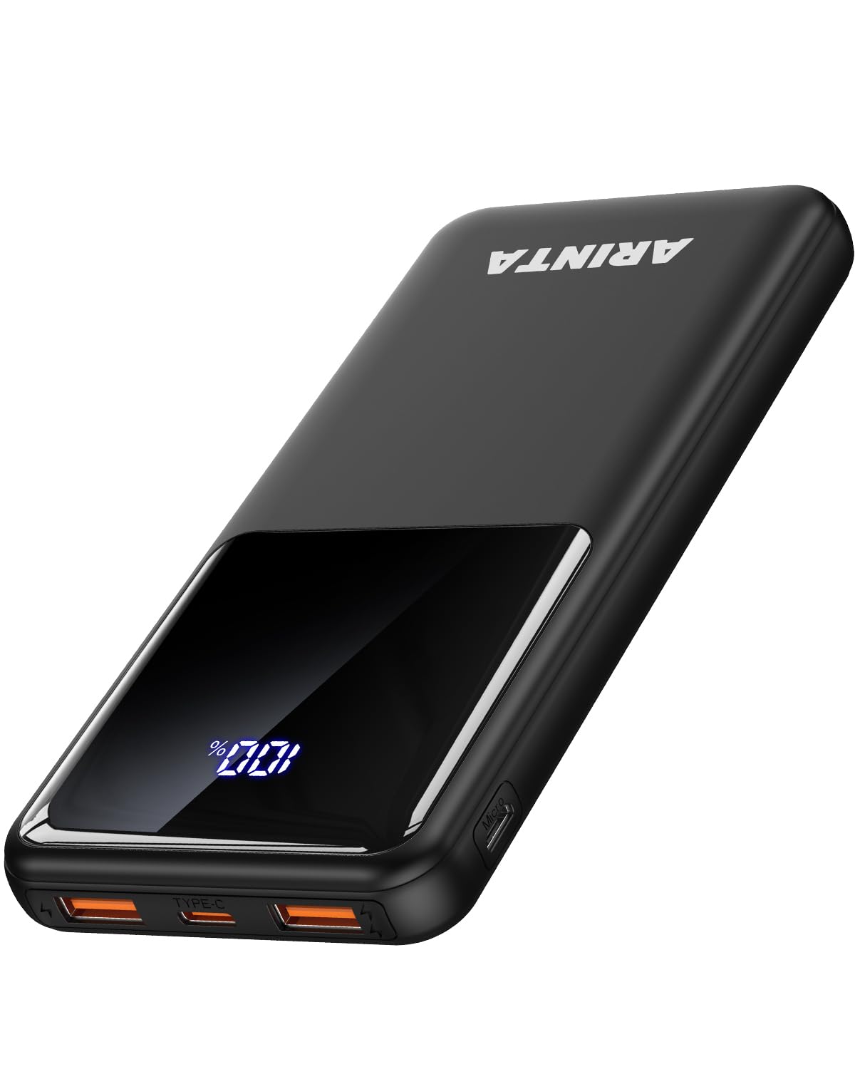 ARINTA Power Bank Portable Charger 10000mAh PD 22.5W Battery Pack, LED Display & USB-C in/Out, Travel Essentials, Compatible for Smartphones, Tablets & More (Black)