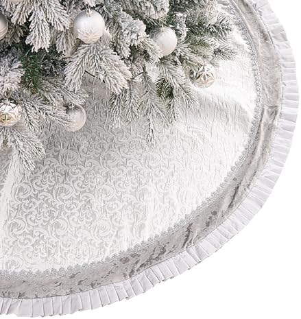 Valery Madelyn 60 Inch Sliver Christmas Tree Skirt for Tree Decorations