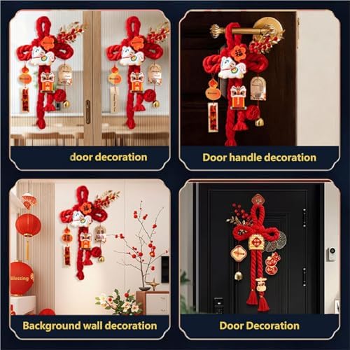 Handcrafted Cotton Thread Chinese Knot Ornament New Year Pendant for Holiday Parties and Gifting Easy Install Cotton Knot Wall Pendant with Hook for Holiday Parties Social
