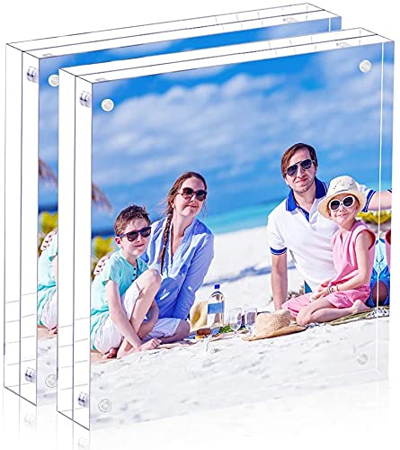 8x8 Acrylic Picture Frame Clear Double Sided Magnetic Picture Frame Desktop Display with Photo Frame Support Stand Best Gift for Family, Baby, Document Photo Frames- Free Soft Microfiber - size: 8x8"-1