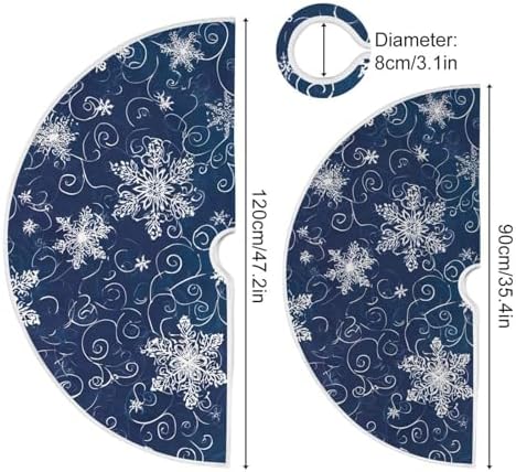 Christmas Tree Skirt 36 inch Xmas Tree Skirts White Snowflakes Ice Blue R Winter Holiday Party Tree Mat Decor for Merry Christmas Indoor Outdoor Decoration