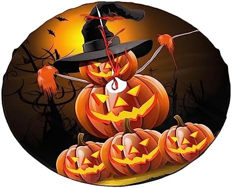Halloween Pumpkins Moon Christmas Tree Skirts 36", Xmas Tree Cloth Mats Trees Skirts for Decor Gift, Home Decoration