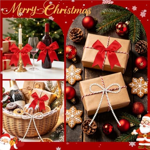 18 Pcs Pearl Bow Ornaments for Christmas Tree Toppers Decorations