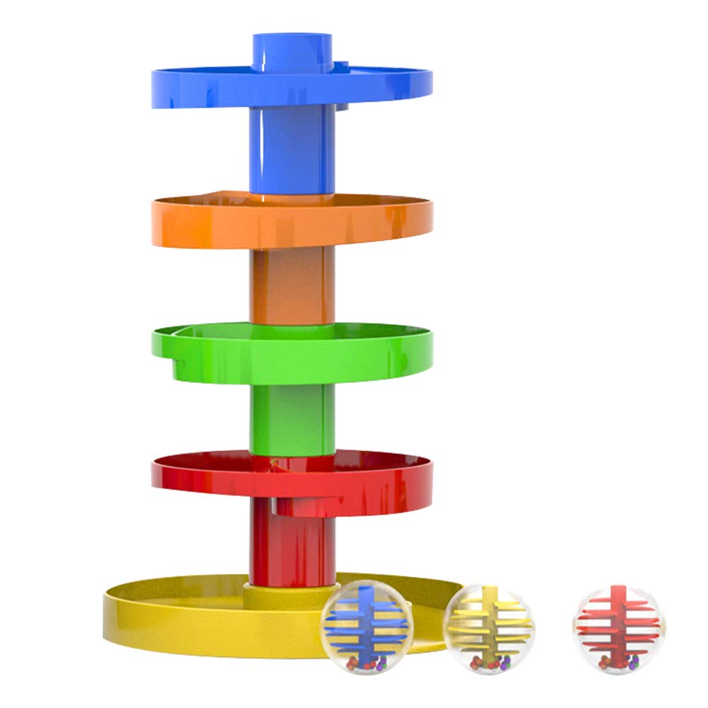 WEofferwhatYOUwant Ball Drop Toy – Montessori STEM Tower for Toddlers 9M+ | 8-Piece Set with Stackable Ramps & 1.8" Rattle Balls | Sensory Coordination Toy | Safe, Expandable, Easy Storage