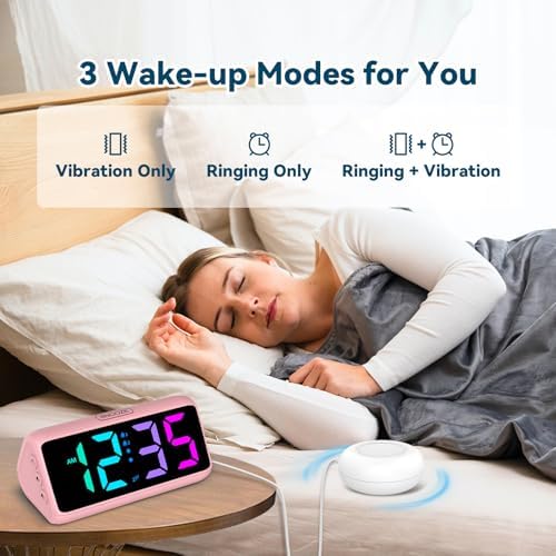 Netzu Loud Alarm Clock for Heavy Sleepers Pink