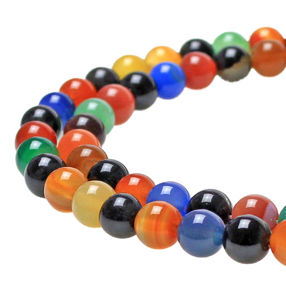 MJDCB Natural Stone Beads Colorful Agate Round Loose Beads for DIY Necklace Bracelat Jewelry Making (10mm)
