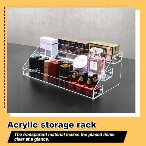 Acrylic Riser, 12 Inch 3 Tier Clear Perfume Organizer, Skincare Organizer, Cupcake Stand, Sturdy Shelves for Display Decoration and Organization