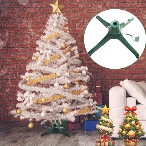 Portable Christmas Tree Base, Christmas Tree Stand with 4 Sturdy Legs, Two Way Rotating and 55 Pounds Bearing Capacity, Stable Metal Base and Easy to Maintain, Suitable for Homes, Shops