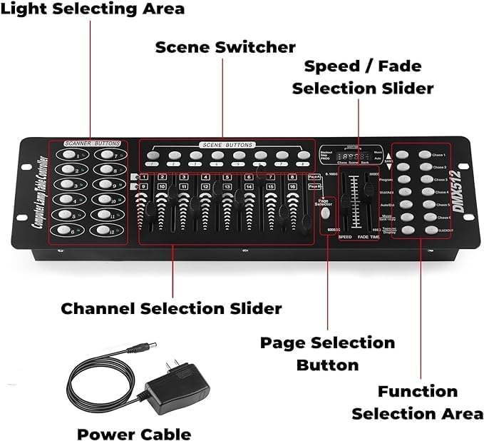 192 DMX Controller Use for Editing Program of Stage Lighting,DMX 512 DJ Controller Stage Light Controller Panel DMX Console for Party Music Show Christmas and Halloween