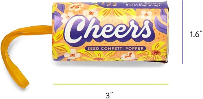 Modern Sprout Seed Confetti Poppers with Flower Seeds - Party Favors for Outdoor Wedding Birthday & Parties - Non-Toxic Plastic-Free & Pollinator Safe Plantable Seed Paper - Pink Yippee (Pack of 12)