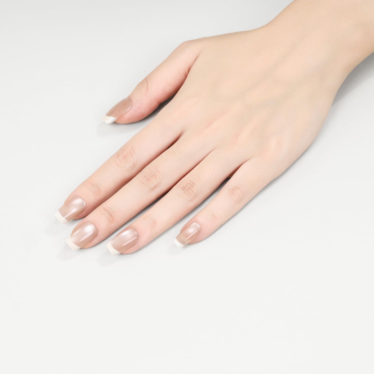 Max’s Press-On Nails, French Tip Collection | 30-Piece Nail Kit including both Nail Glue & Adhesive Tabs (Square Vintage White, Small)