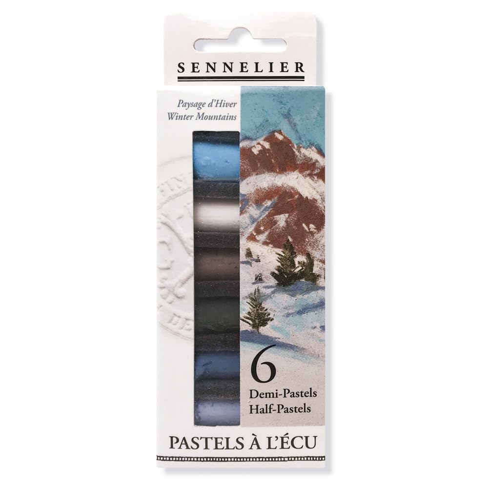 SENNELIER Extra-Soft French Pastel for Professional Artists, Half Pastel Winter inspired Set of 6