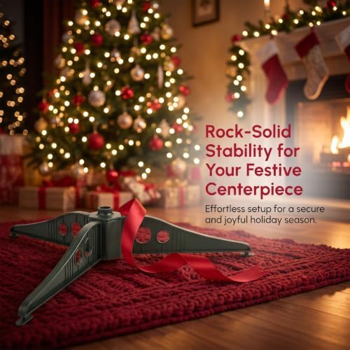 SOLUSTRE Black Compact Plastic Christmas Tree Stand for Artificial Trees - Detachable Base for Home Use