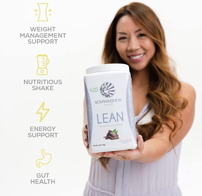 Sunwarrior Vegan Protein Superfood Shake Meal Replacement Organic Protein Supplement | Gluten Free Non-GMO Dairy Free Sugar Free Low Carb Plant Based Protein | Chocolate 20 Servings | Shape Lean