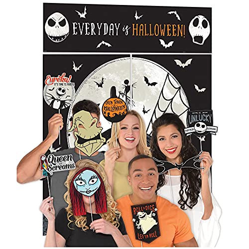 Disney Tim Burton's Nightmare Before Christmas Scene Setters with Photo Props - Assorted Sizes, Perfect for Halloween Parties & Themed Events, Pack of 17