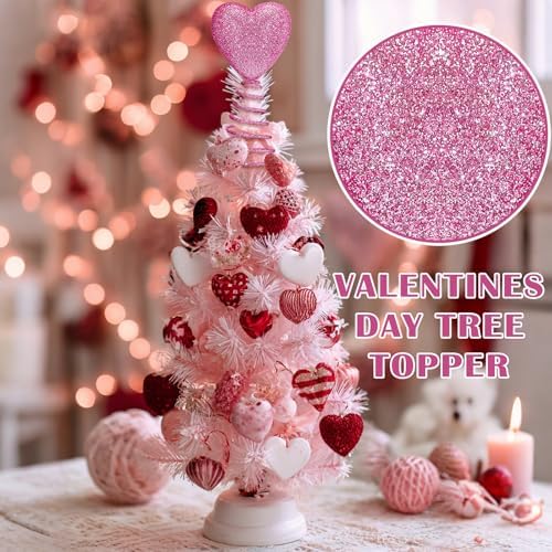 Gejoy 6 Inch Mini Tree Topper Plastic Lovely Heart Rustic Star Decor