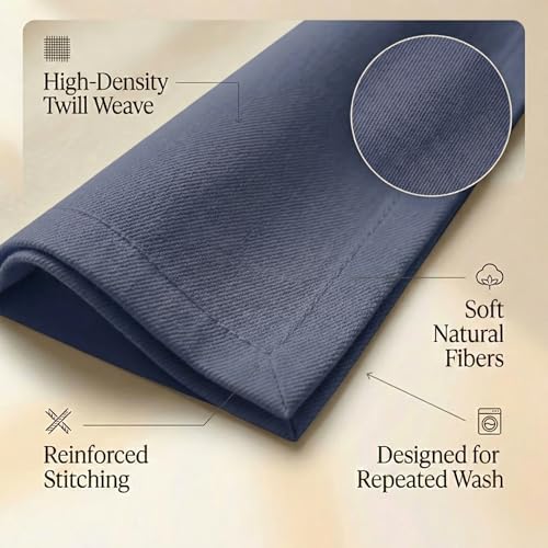 ACCENTHOME Accent Home 100% Cotton Napkins, Delicate Cloth Napkins for Dinners, Parties and Weddings，18 x 18 Inch Set of 12 - Navy - color: 09 - Navy - Twill, size: 18"x18" - Pack of 12