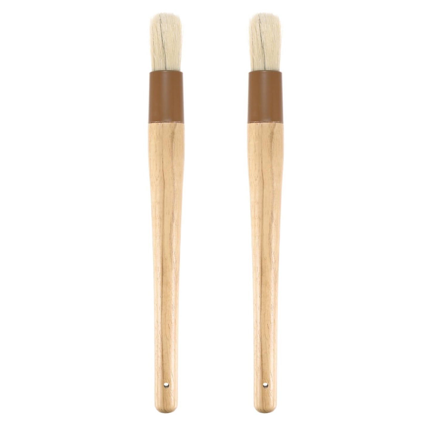 M METERXITY 2-Pack Pastry Brush, Round Wooden Handle Natural Bristle Basting BBQ Oil Brush for Cooking/Barbecue/Kitchenh [1.2"]