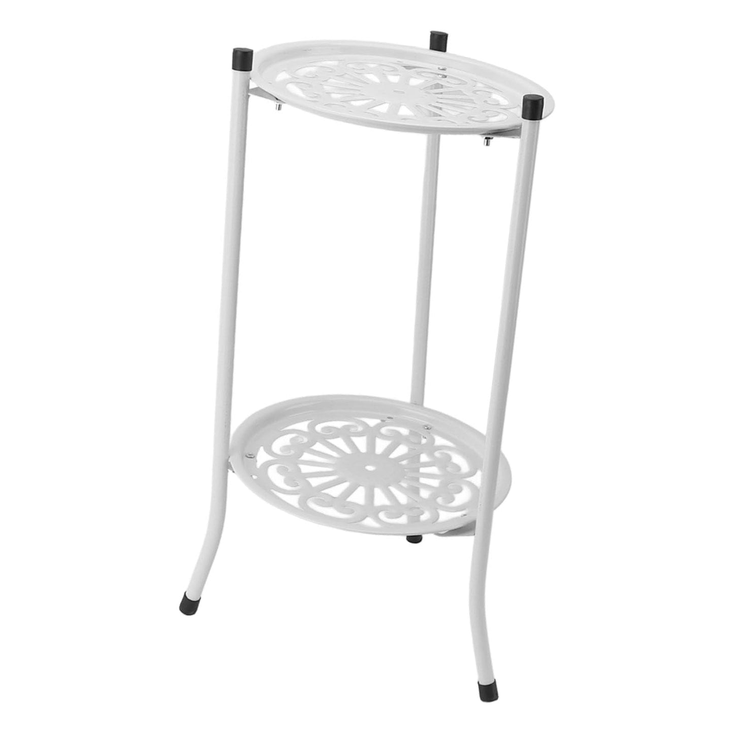 Mingzhe Iron Multifunctional Flower Rack Flower Shelf Balcony Entryway Garden 2 Tier Plant Stand (White)