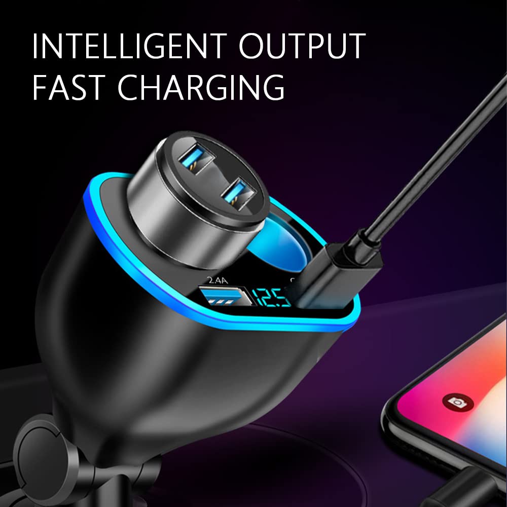 5 Port Cigarette Lighter Splitter,QC3.0&PD 20W Super Fast Car Charger with Dual Cigarette Lighter Plug with LED Voltmeter Compatible with iPhone 15 Pro iPad Dash Cam GPS (PD+QC+2.4A) 2Pcs