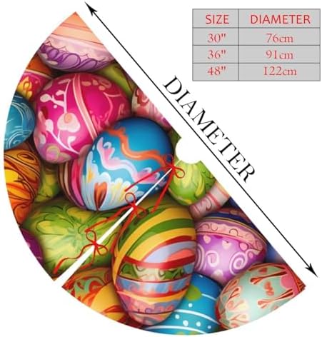 Christmas Tree Skirt, Colorful Easter Eggs Easter Spring Holiday Xmas Large Tree Mat, Party Decorations 48" inches