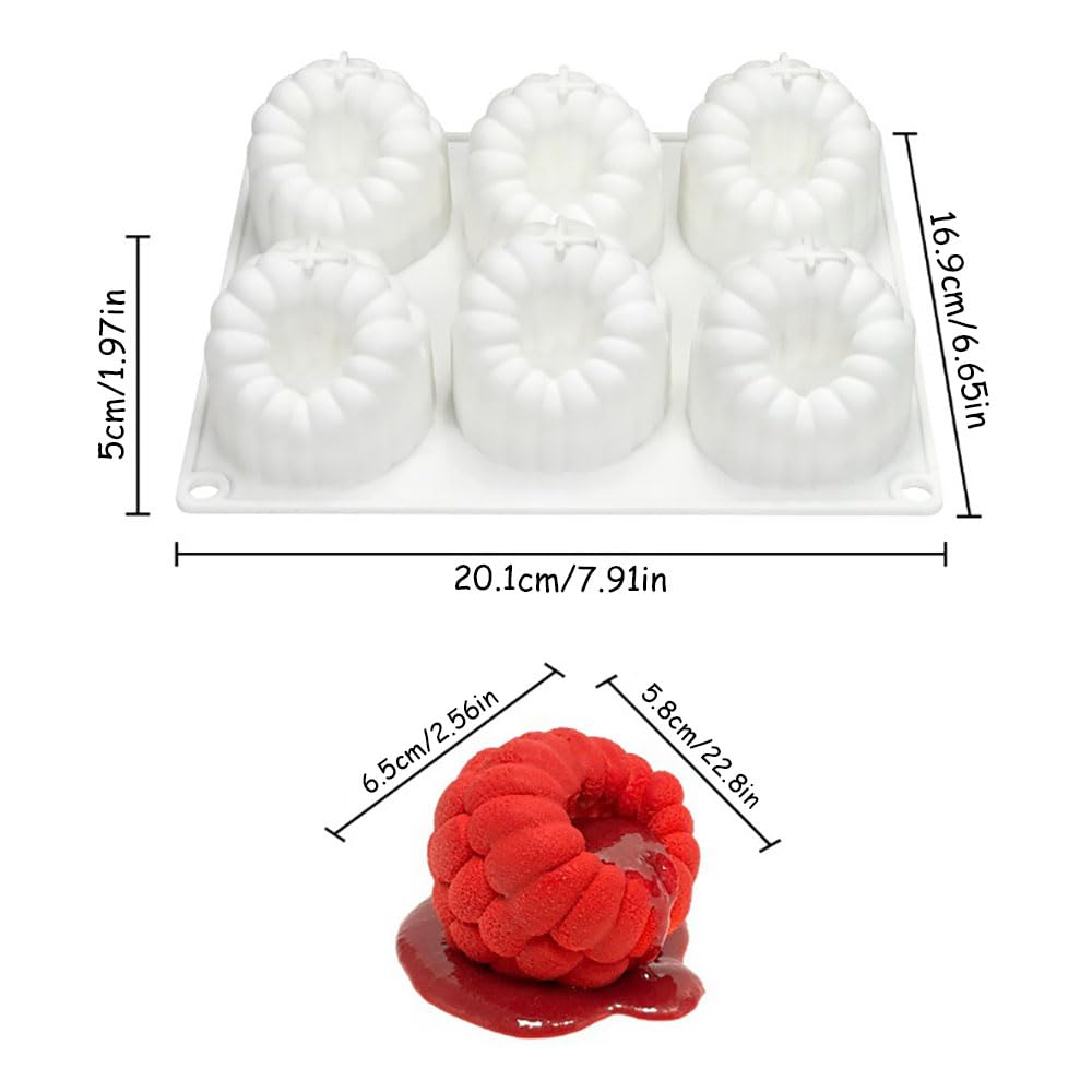 6-Hole Raspberries Mousse Cake Mold Food Grade Silicone Molds for Baking 3D Raspberries Pudding Cakes Silicone Mold Dessert Chocolate Molds Rubus Fruit Cake Decorating Tools Non-stick Baking Mould