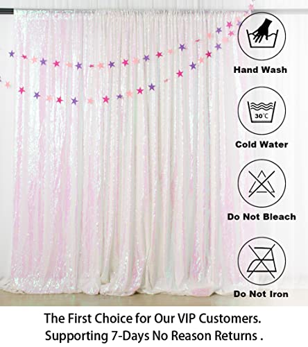 ShinyBeauty Sequin Backdrop 7FTx7FT Iridescent White Shimmer Wall Drapes Glitter Photo Backdrop for Baby, Birthday - color: Iridescent, size: 7FTx7FT